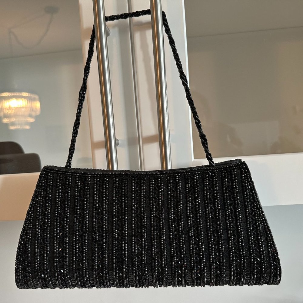 Black Embroidered Clutch